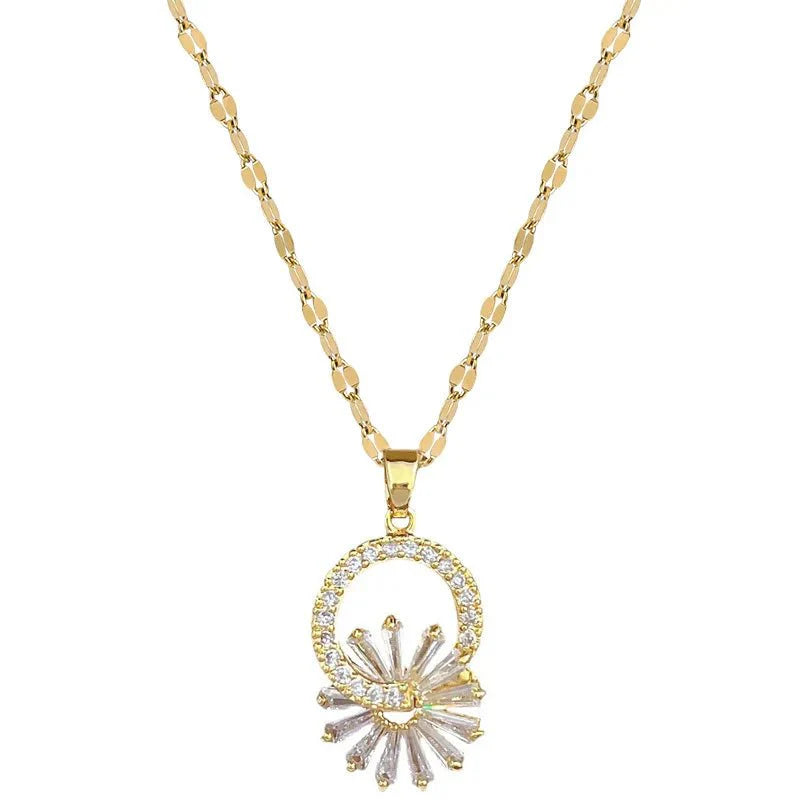 Shimmering Floral Diamond Necklace and Earrings