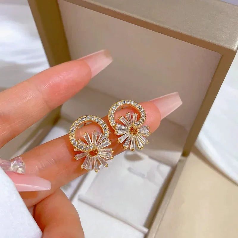 Shimmering Floral Diamond Necklace and Earrings