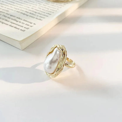 Statement Gold Accented Pearl Ring