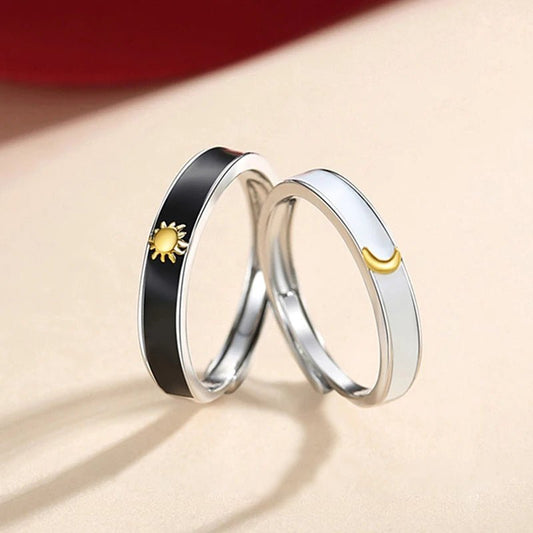 Sun & Moon Matching Couples Rings