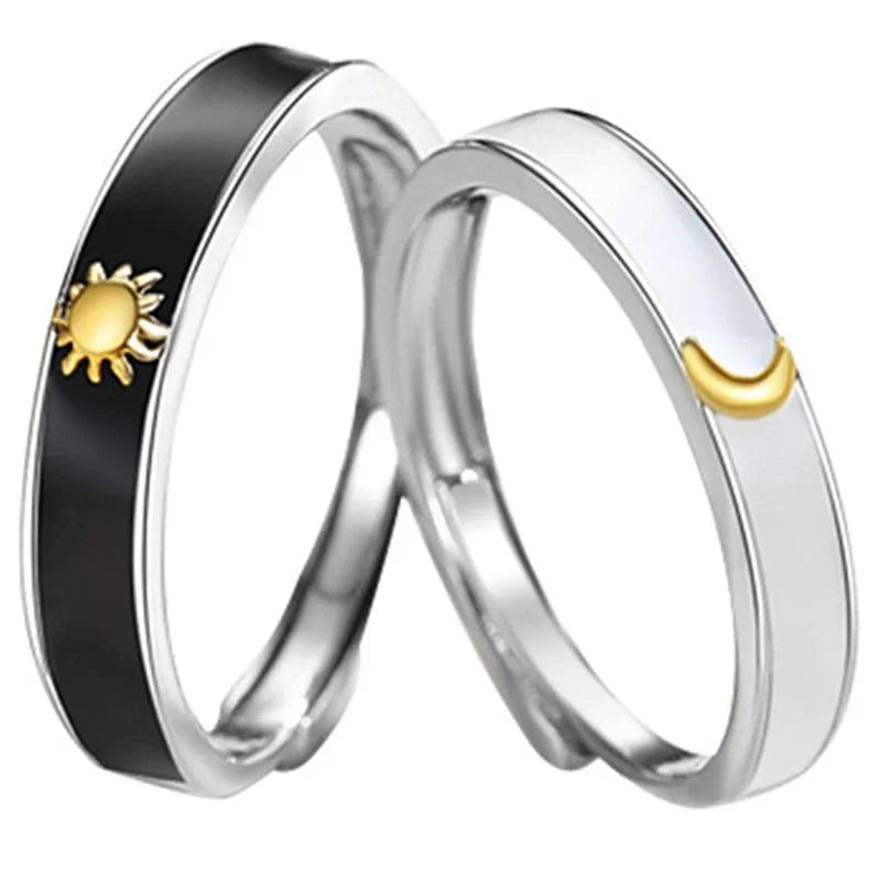 Sun & Moon Matching Couples Rings