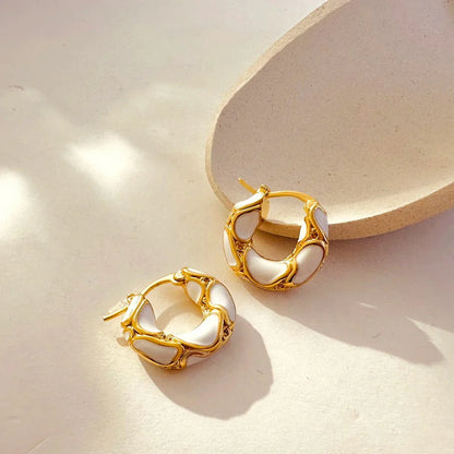 Textured Gold Contrast Hoop Earrings