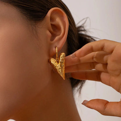 Textured Heart Huggie Earrings