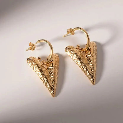 Textured Heart Huggie Earrings