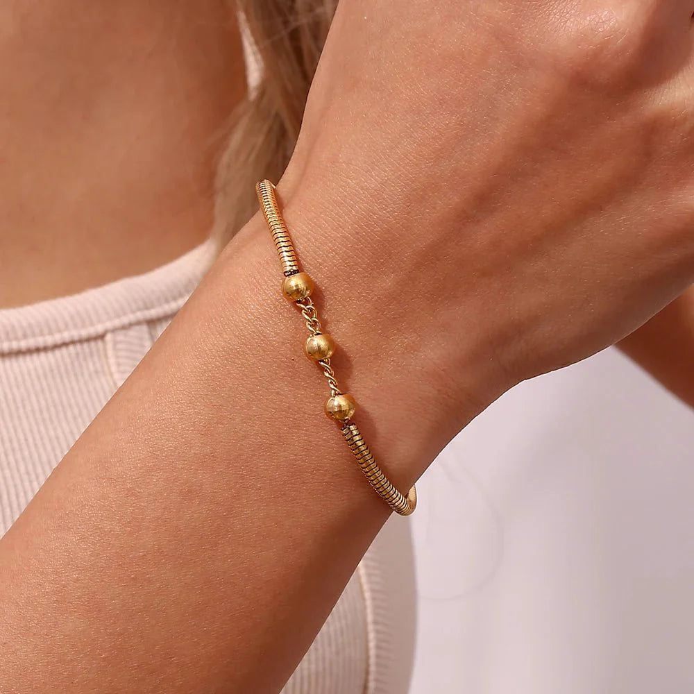 Thick Snake Chain Beaded Necklace and Bracelet Set