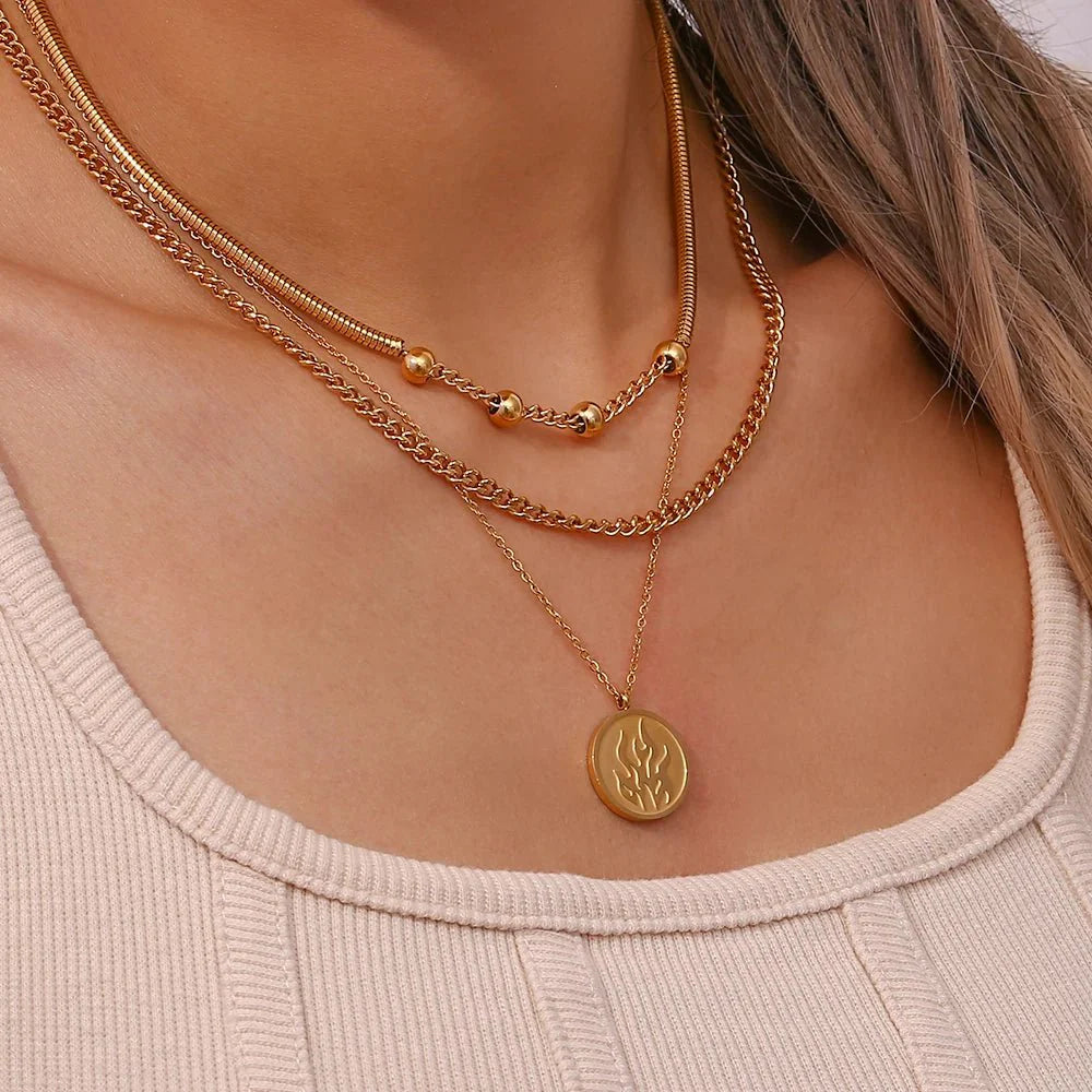 Thick Snake Chain Beaded Necklace and Bracelet Set