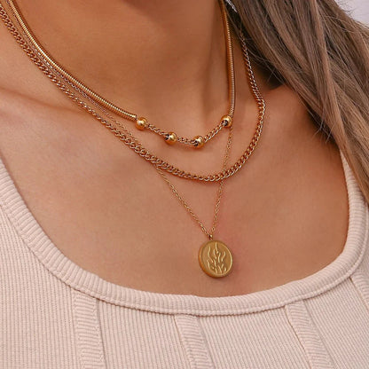 Thick Snake Chain Beaded Necklace and Bracelet Set