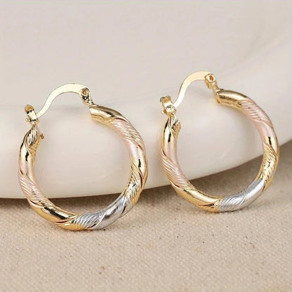 Triple Contrast Wrap Hoop Earrings