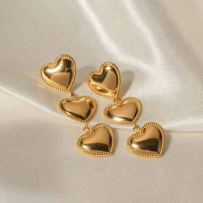 Triple Hearts Drop Earrings