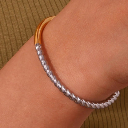 Twisted Half Two Tone Cuff Bracelet