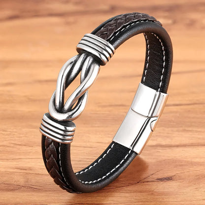 Unisex Eternal Love Knot Leather Bracelet