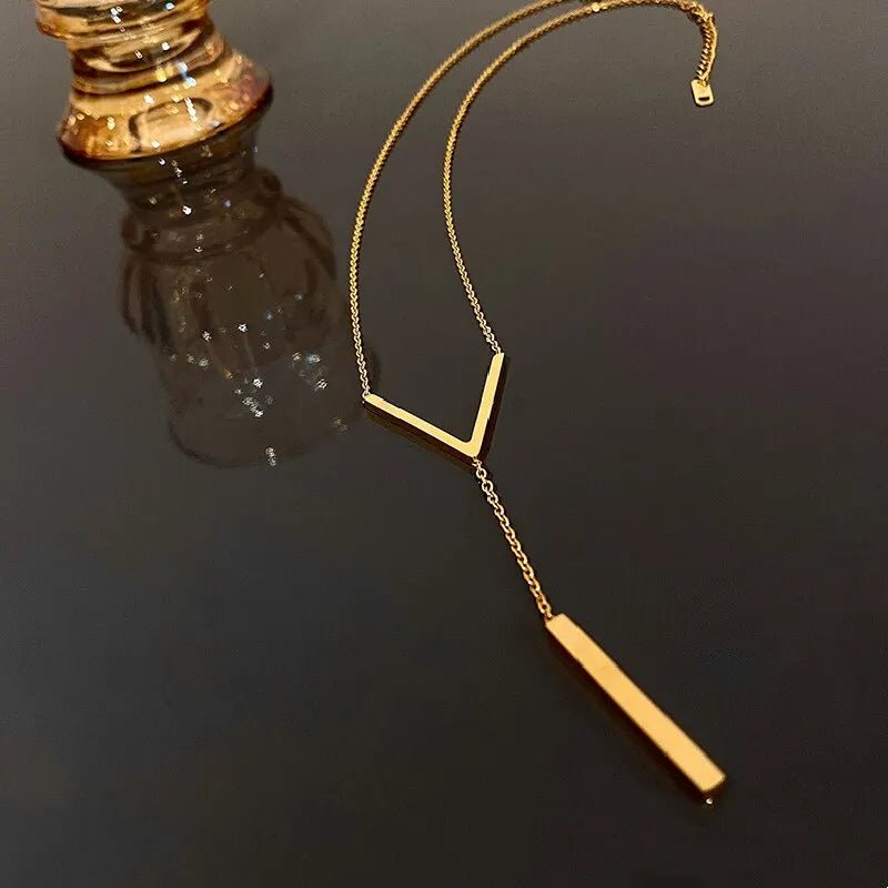 V Drop Lariat Necklace