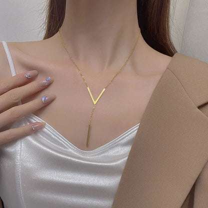 V Drop Lariat Necklace