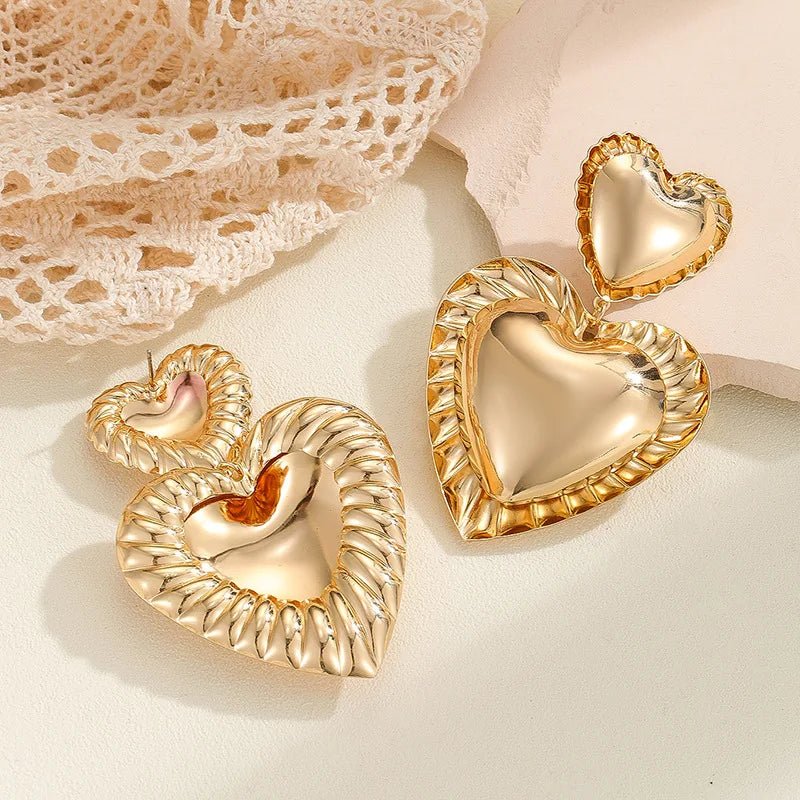 Vintage Inspired Classy Double Heart Earrings