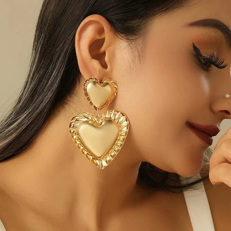 Vintage Inspired Classy Double Heart Earrings