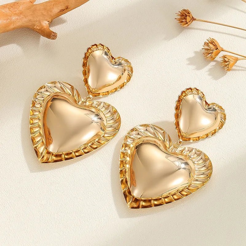 Vintage Inspired Classy Double Heart Earrings