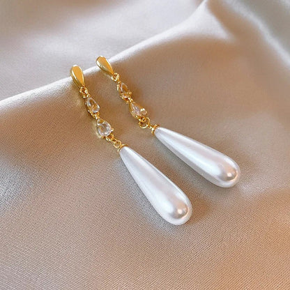 Water Drop Pearl Diamond Earrings