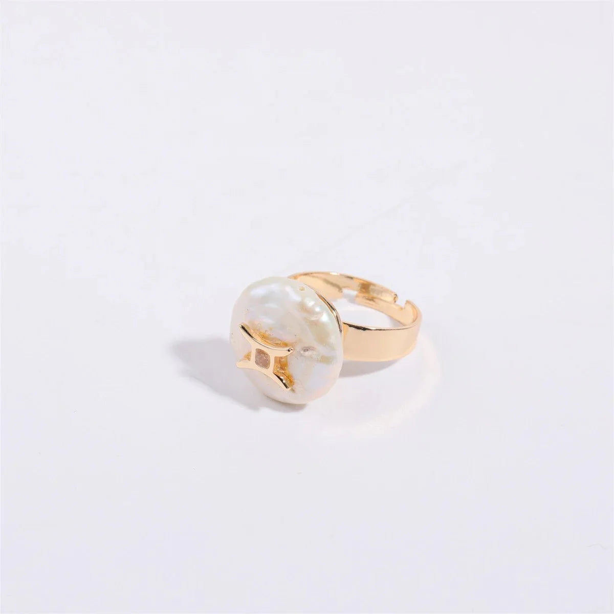 Zodiac Sign Large Pearl Statement Ring