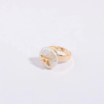 Zodiac Sign Large Pearl Statement Ring