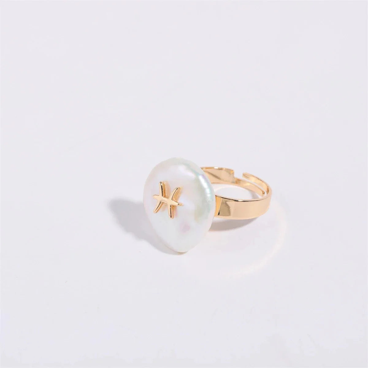 Zodiac Sign Large Pearl Statement Ring