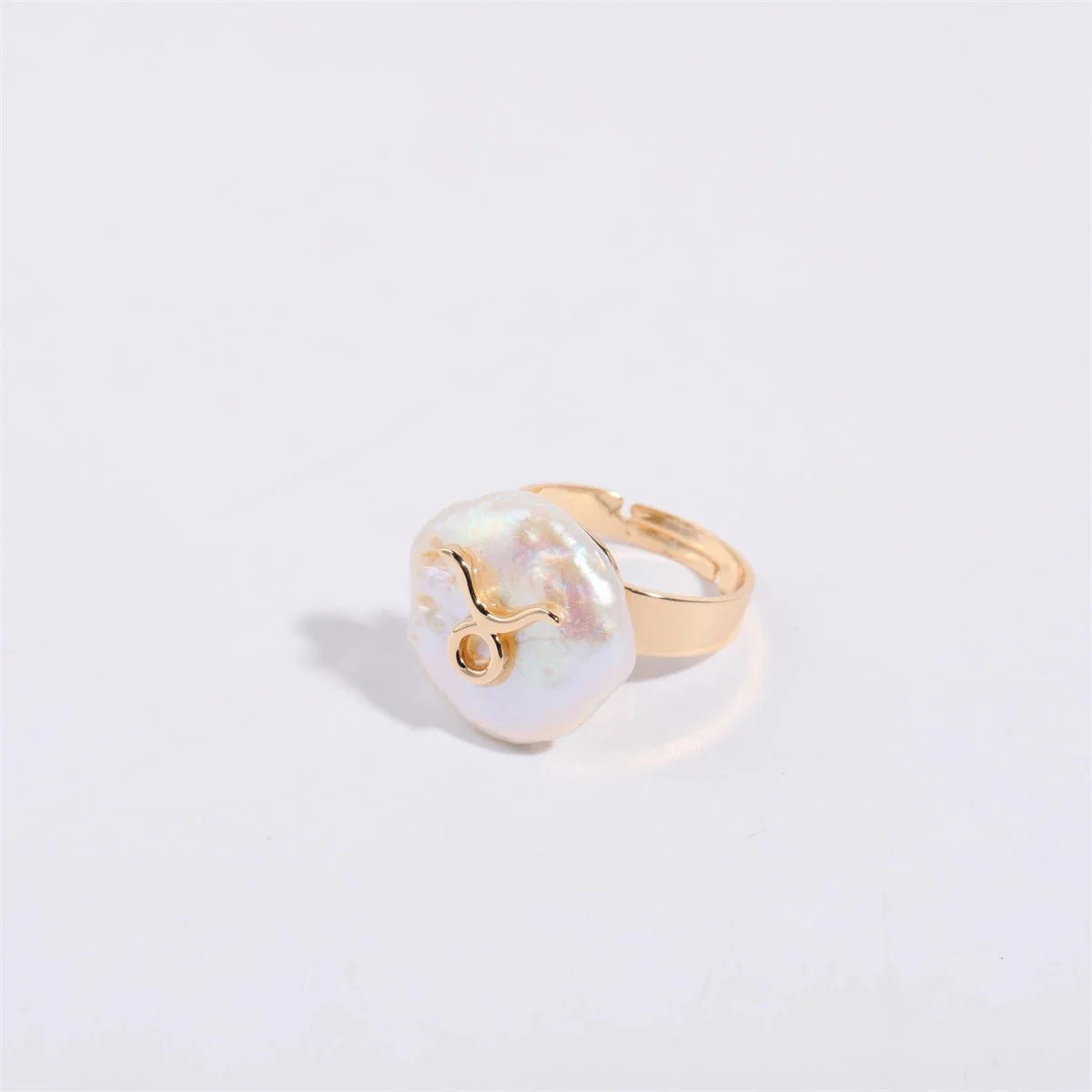Zodiac Sign Large Pearl Statement Ring