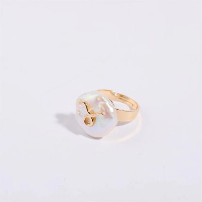 Zodiac Sign Large Pearl Statement Ring