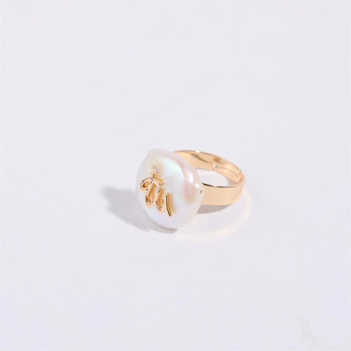Zodiac Sign Large Pearl Statement Ring
