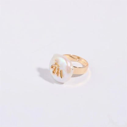 Zodiac Sign Large Pearl Statement Ring