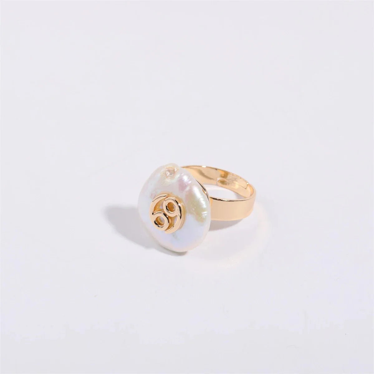 Zodiac Sign Large Pearl Statement Ring
