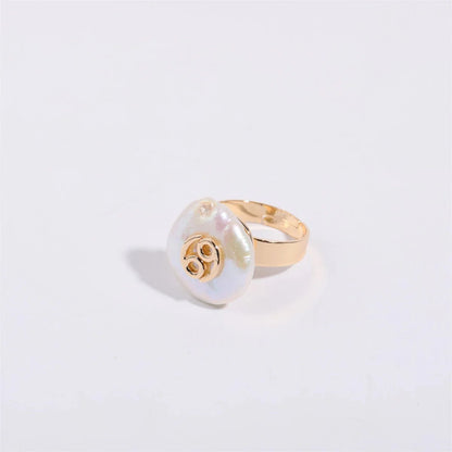 Zodiac Sign Large Pearl Statement Ring