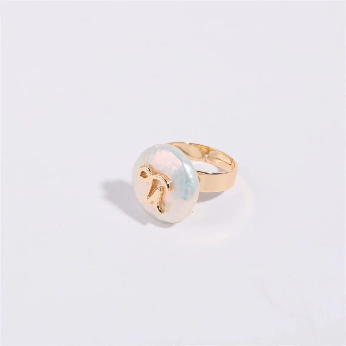 Zodiac Sign Large Pearl Statement Ring