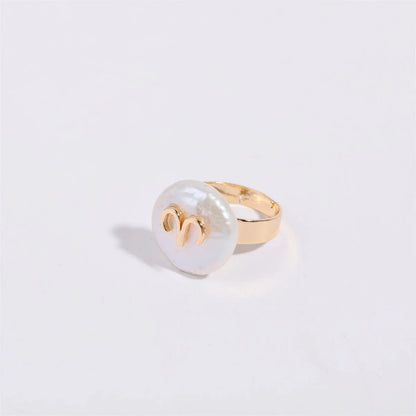 Zodiac Sign Large Pearl Statement Ring