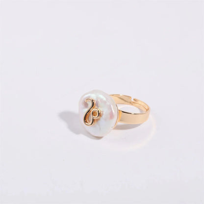 Zodiac Sign Large Pearl Statement Ring