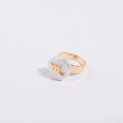 Zodiac Sign Large Pearl Statement Ring