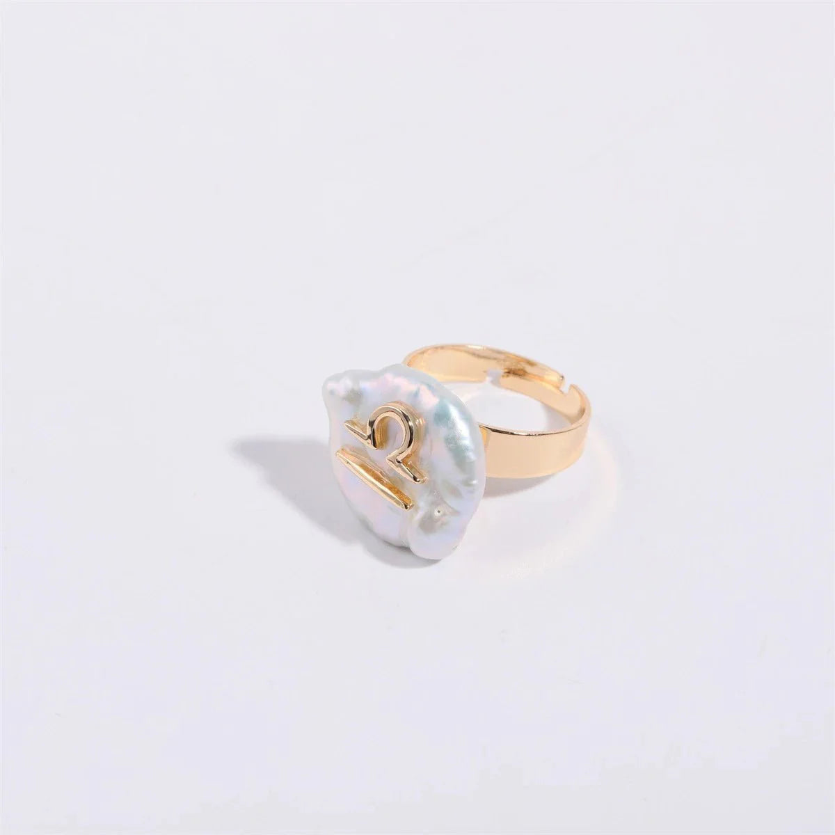 Zodiac Sign Large Pearl Statement Ring