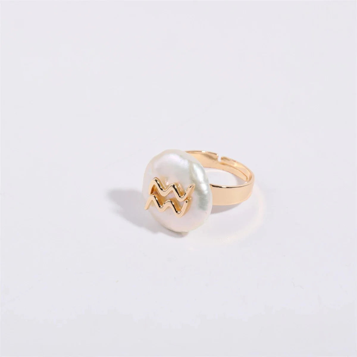 Zodiac Sign Large Pearl Statement Ring